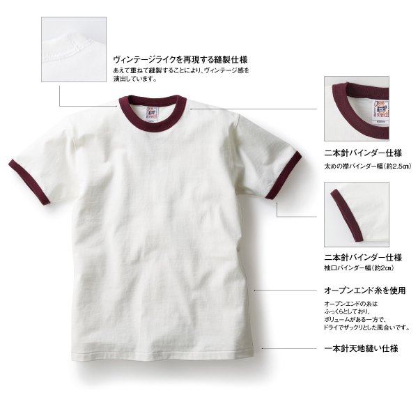 画像3: 【CROSS STITCH】クロススティッチ　6.2oz オープンエンド マックスウェイト リンガーTシャツ