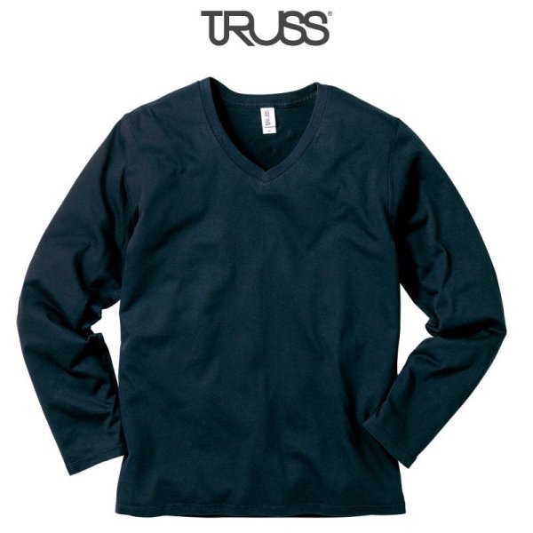 画像1: 【TRUSS】トラス | 4.3oz スリムフィット VネックロングスリーブTシャツ