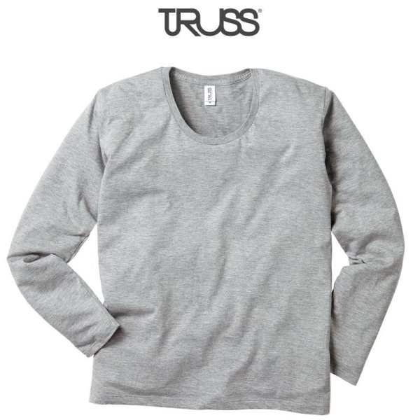 画像1: 【TRUSS】トラス | 4.3oz スリムフィット UネックロングスリーブTシャツ