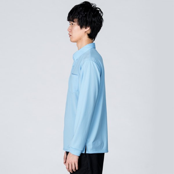 画像3: 【glimmer】グリマー|4.4オンス ドライ ボタンダウン長袖ポロシャツ(ポケット付) (3)