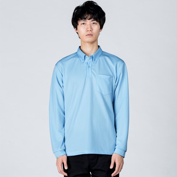 画像2: 【glimmer】グリマー|4.4オンス ドライ ボタンダウン長袖ポロシャツ(ポケット付) (2)