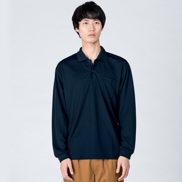 画像2: 【glimmer】グリマー|4.4オンス ドライ長袖ポロシャツ(ポケット付) (2)