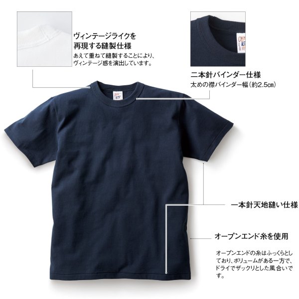 画像3: 【CROSS STITCH】クロススティッチ 6.2oz オープンエンド マックスウェイト バインダーネックTシャツ (3)