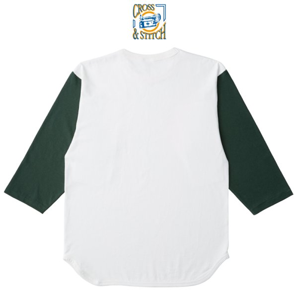 画像2: 【CROSS STITCH】クロススティッチ 6.2oz オープンエンド 3/4スリーブ ベースボールTシャツ (2)